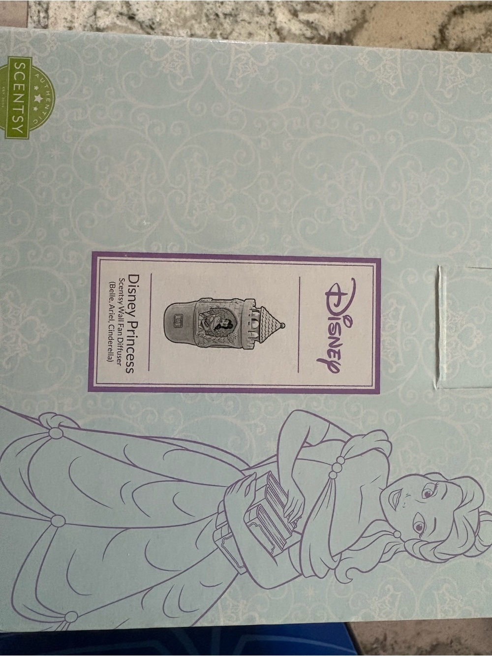 Disney Princess Boxed Wax Warmer Packaging - Light Blue & Lavender Artwork